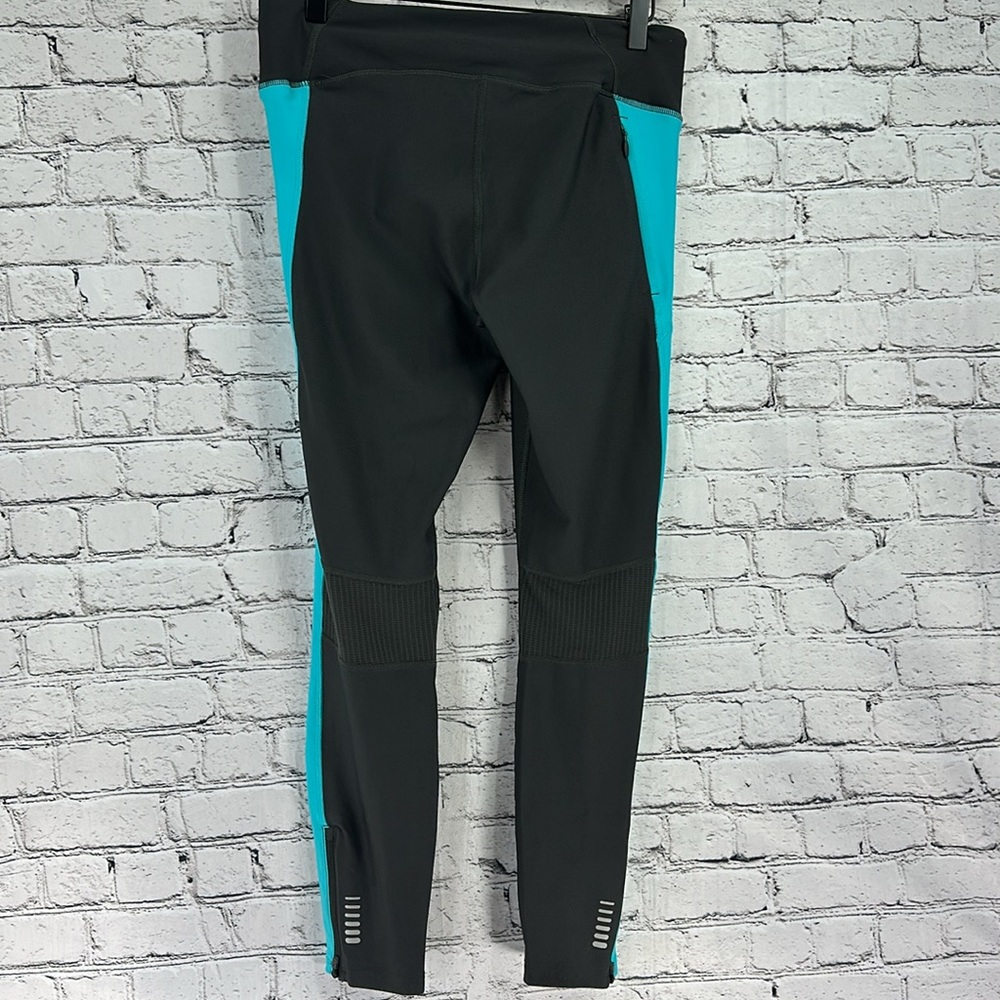 🏷️ UNDER ARMOUR Mileage Heatgear Compression Tights LARGE Gray/Aqua Blue EUC - Picture 5 of 9